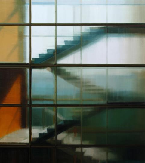 Hansa Staircase 2022 oil on wood 137 x 122 cm - Jan Ros 